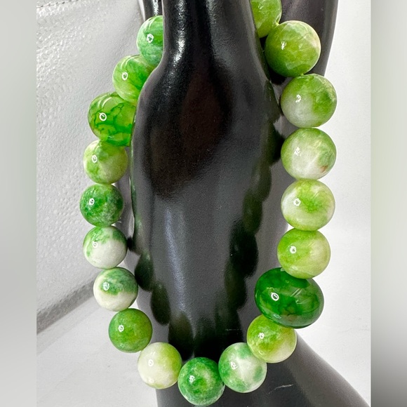 RARE PERSIAN JADE + AGATE NATURAL BRACELET size 7”,8” - Picture 2 of 13